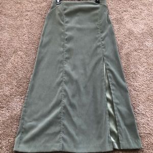 Olive side slit full length skirt
